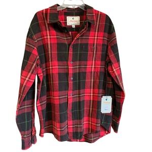 Hallstatt Mens XL Fiery Red Plaid Heavy Twill Flannel Shirt NWT Gorpcore Work